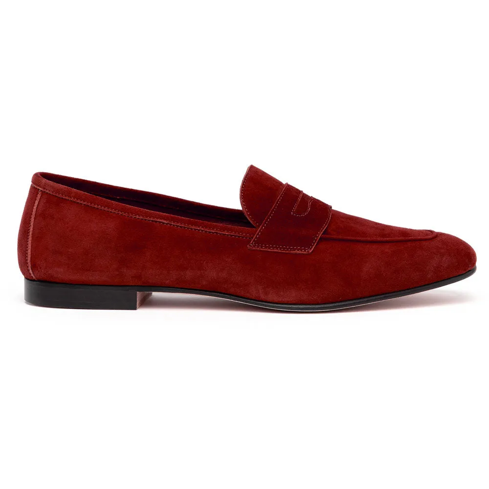 16-100-RED TASCA Italian Sueded Kid Loafer Red