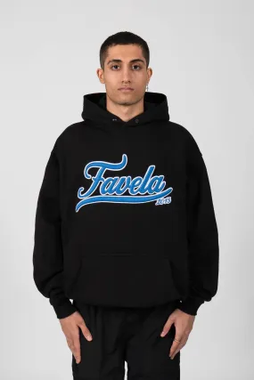 3D COLLEGE BLACK BLUE/WHITE SNAP BUTTON HOODIE