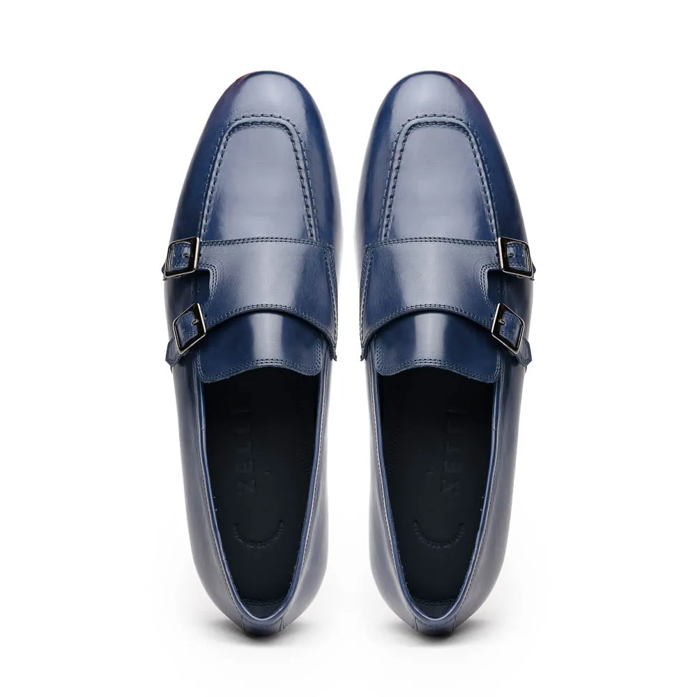 55-510-NVY GATTO Italian Calfskin Monkstrap, Navy