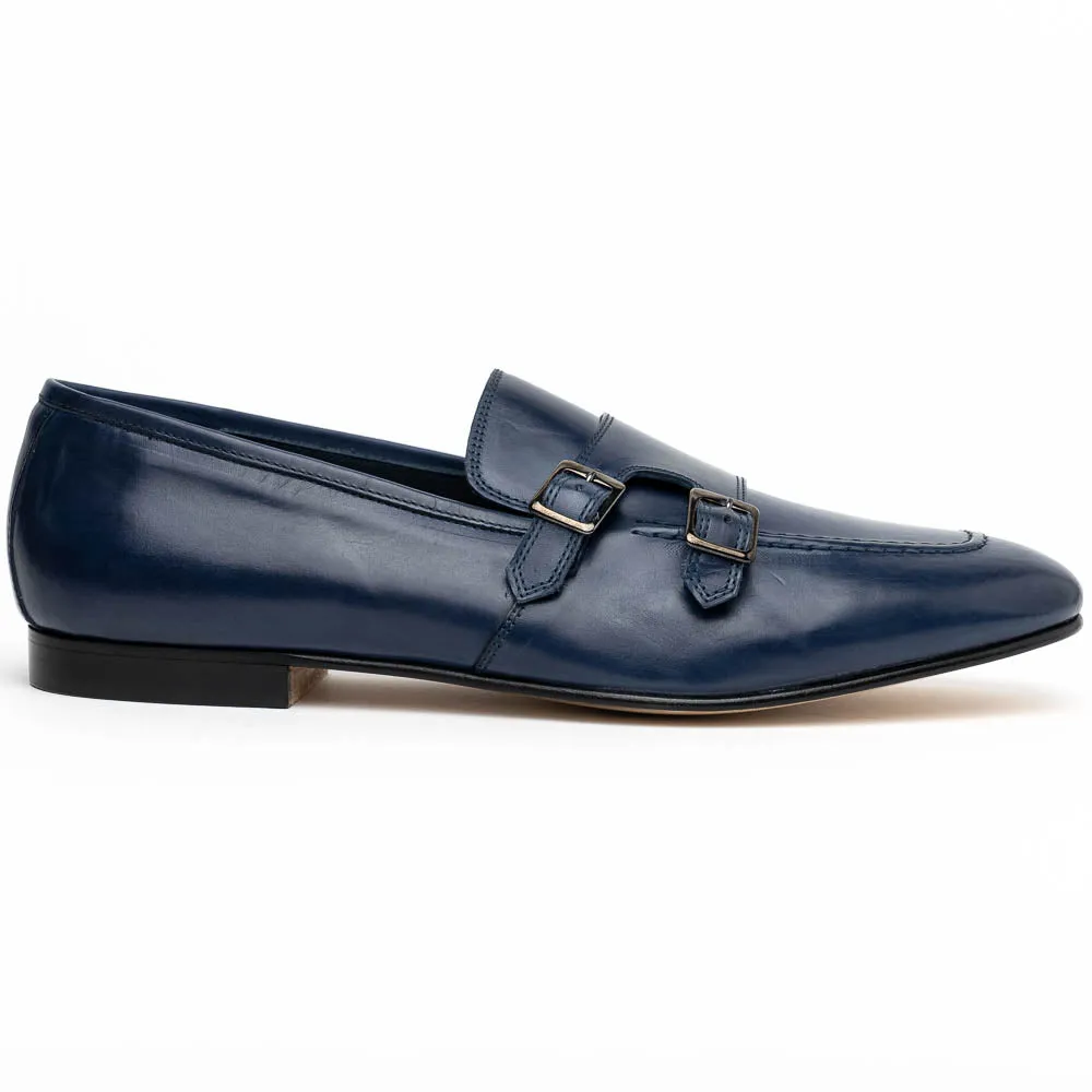 55-510-NVY GATTO Italian Calfskin Monkstrap, Navy