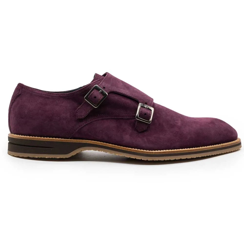 56-105-BDX LEGERRA Sueded Goatskin Monkstrap, Bordeaux