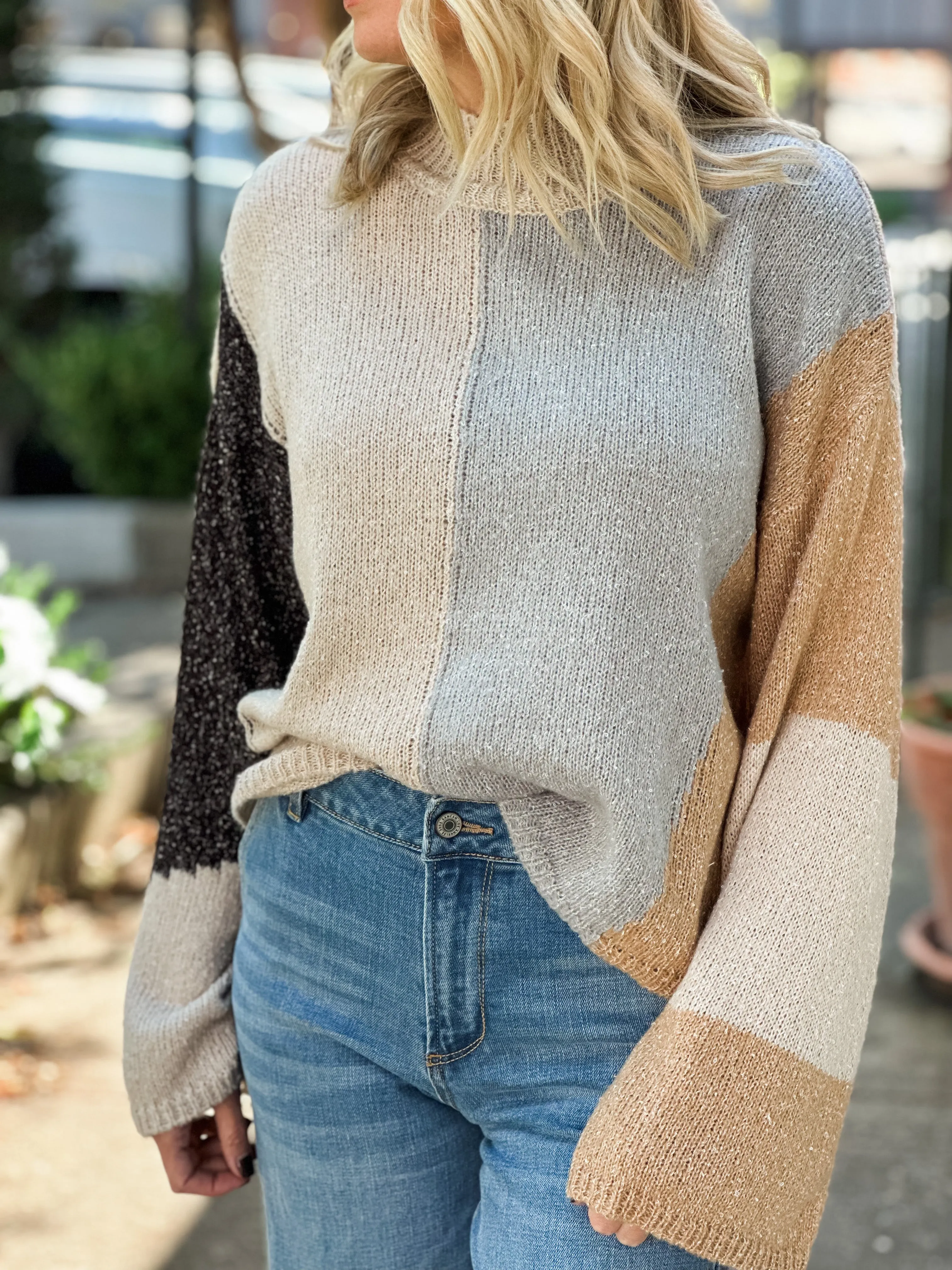 Around The Block Color Block Sweater