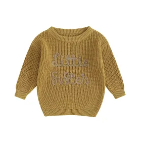 Baby Girls Deluxe Sweater - LITTLE SISTER - to 18M