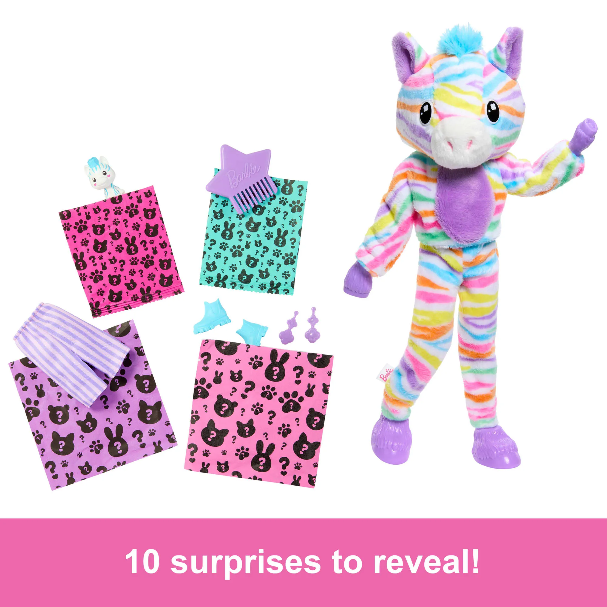 Barbie Cutie Reveal Zebra Doll & Accessories, Color Dream Series With 10 Surprises