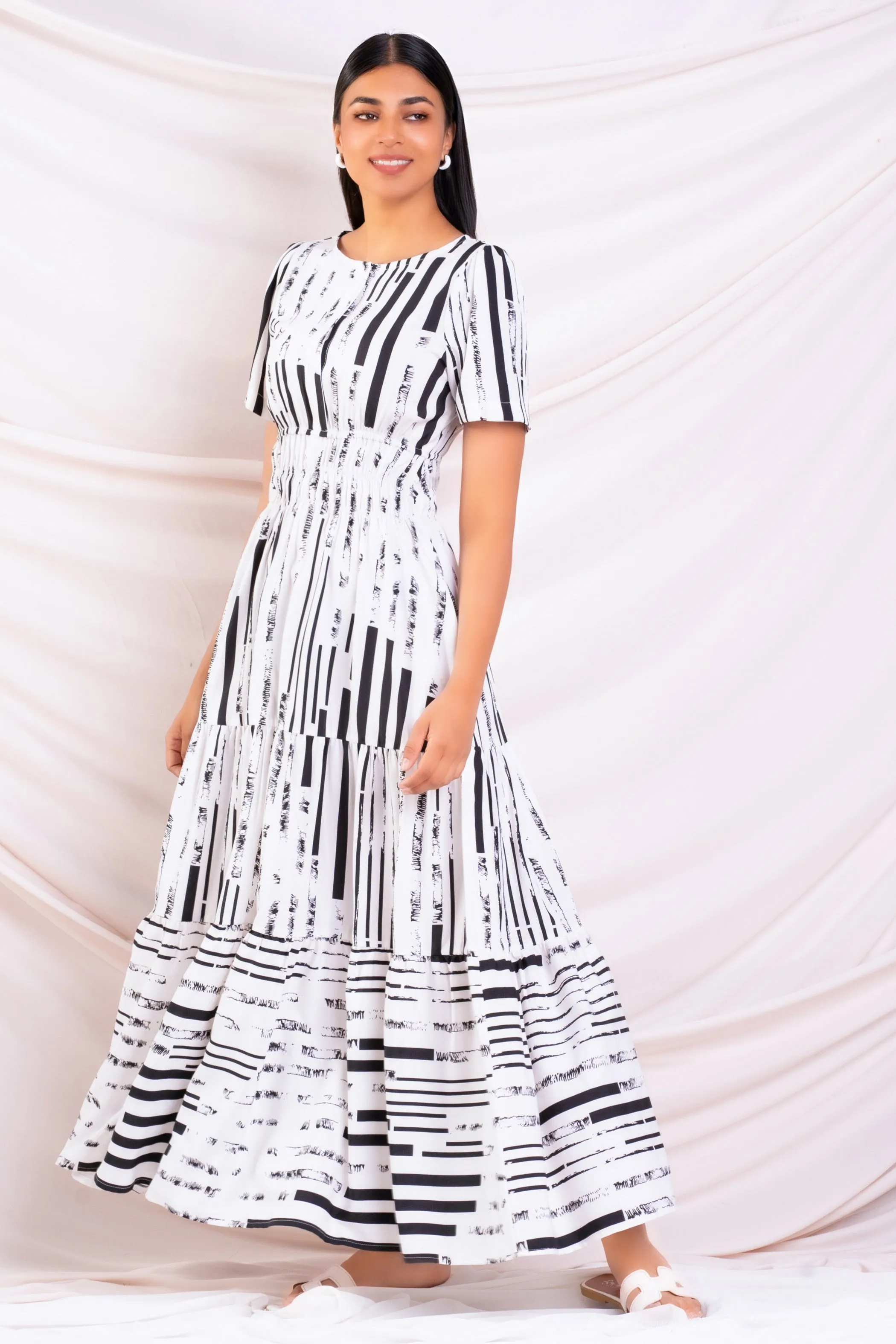 Black & White Printed Maxi Dress