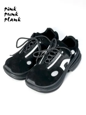 Black Flip Flop Leather Tech Sport Chunky Shoes【s0000006658】