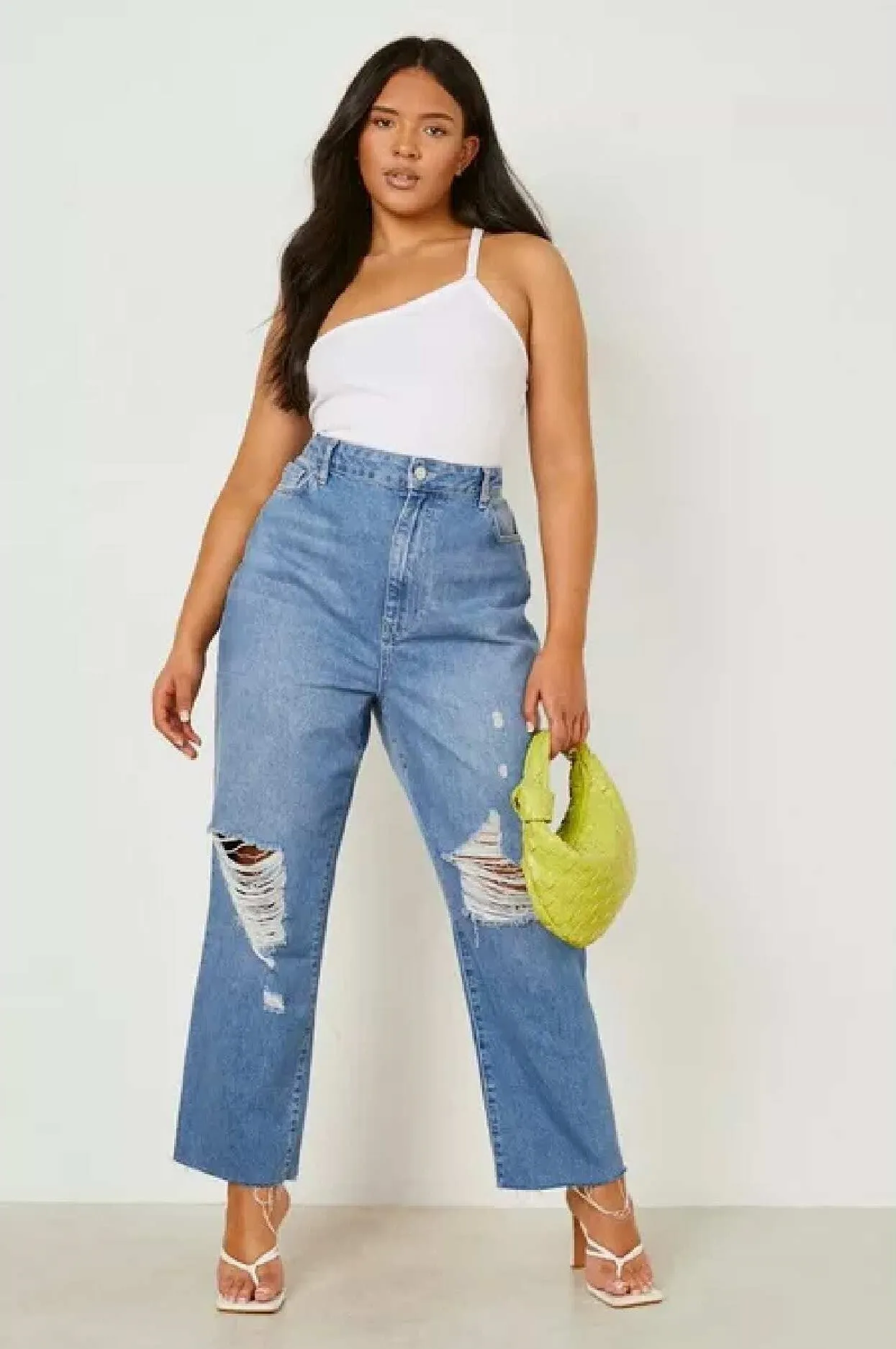 Blue Boyfriend Wide Leg High Waist Plus Size Jeans