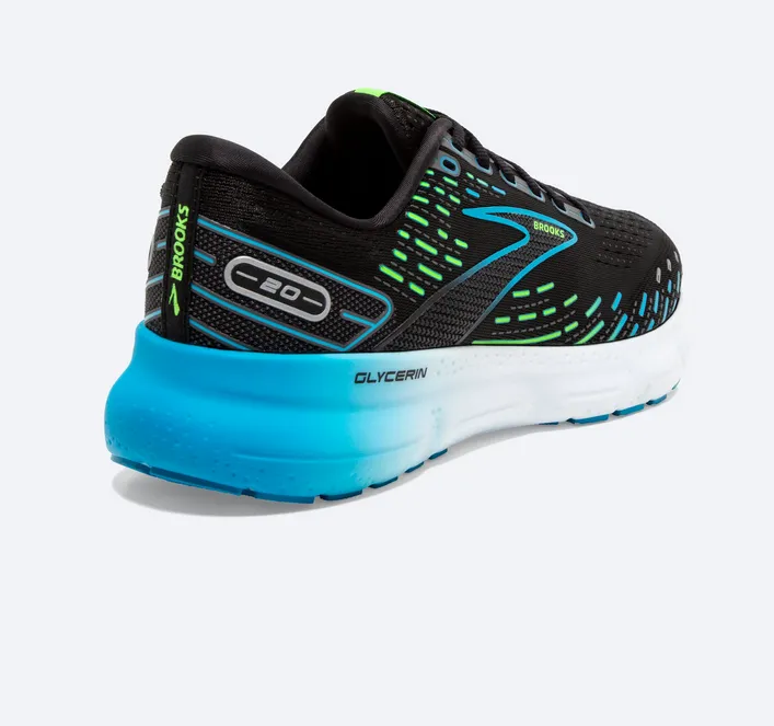 Brooks men's running shoe Glycerin 20 Neutral cushioning 1103821D006 black-ocean blue-green