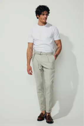 Cali Trouser - Natural Stone Cotton Stretch Canvas