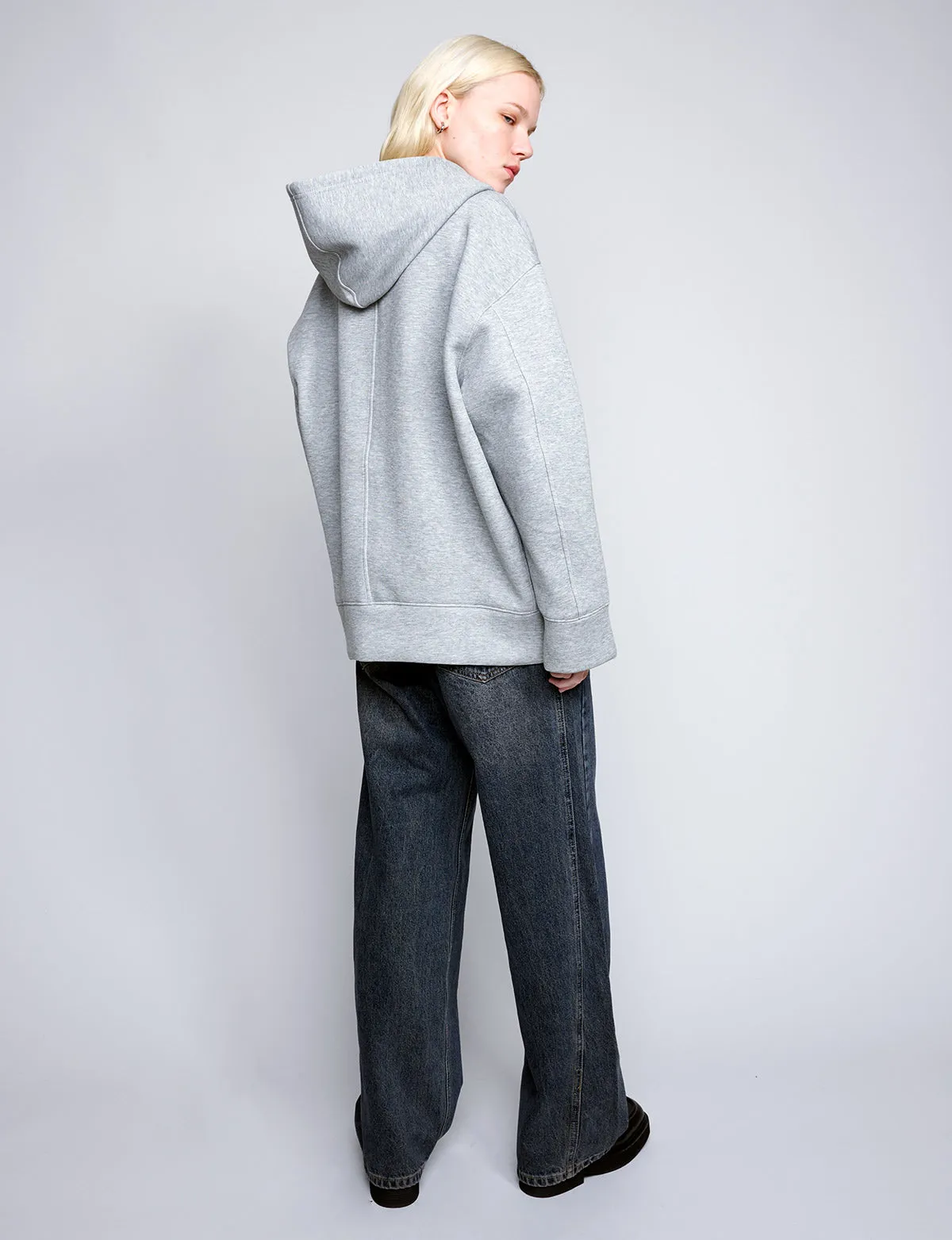 Cotton Jersey Zip Oversized Hoodie