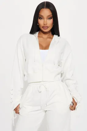 Day Dreamer Lounge Zip Up Hoodie - White