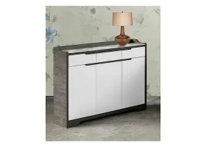 Eli 3 Door Shoe Cabinet with Tempered Glass Top (DA3348)