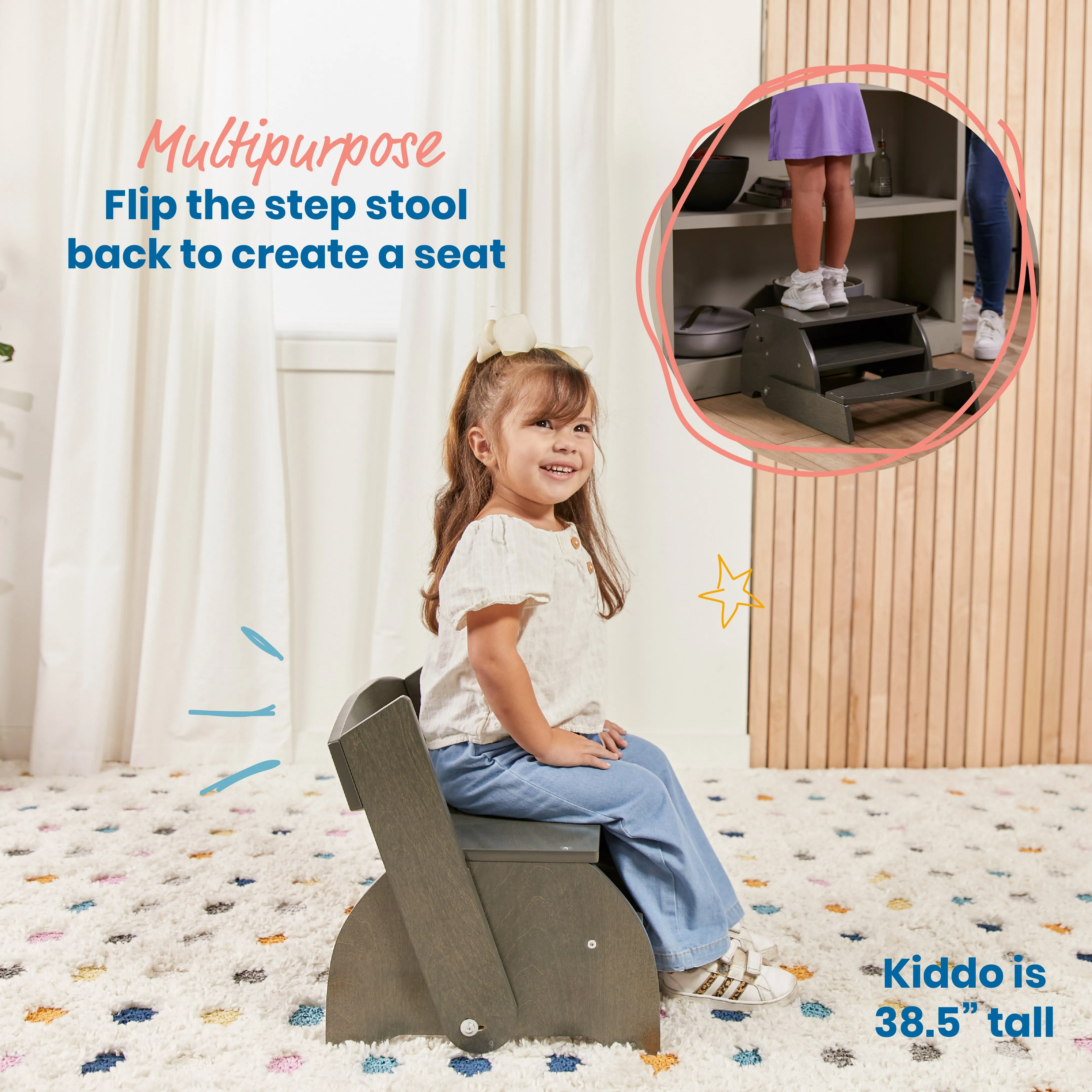 Flip-Flop Step Stool and Chair, Kids Furniture