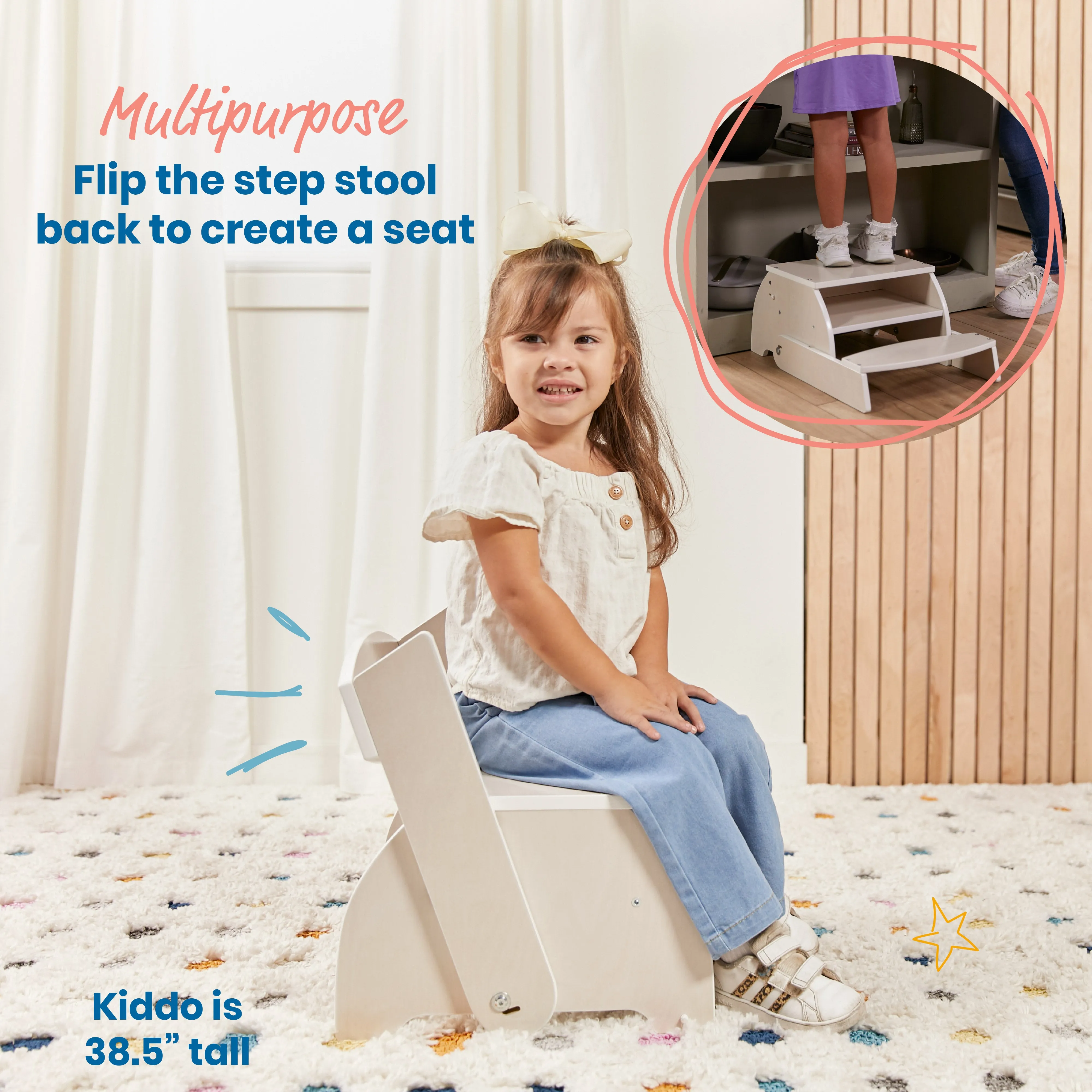 Flip-Flop Step Stool and Chair, Kids Furniture