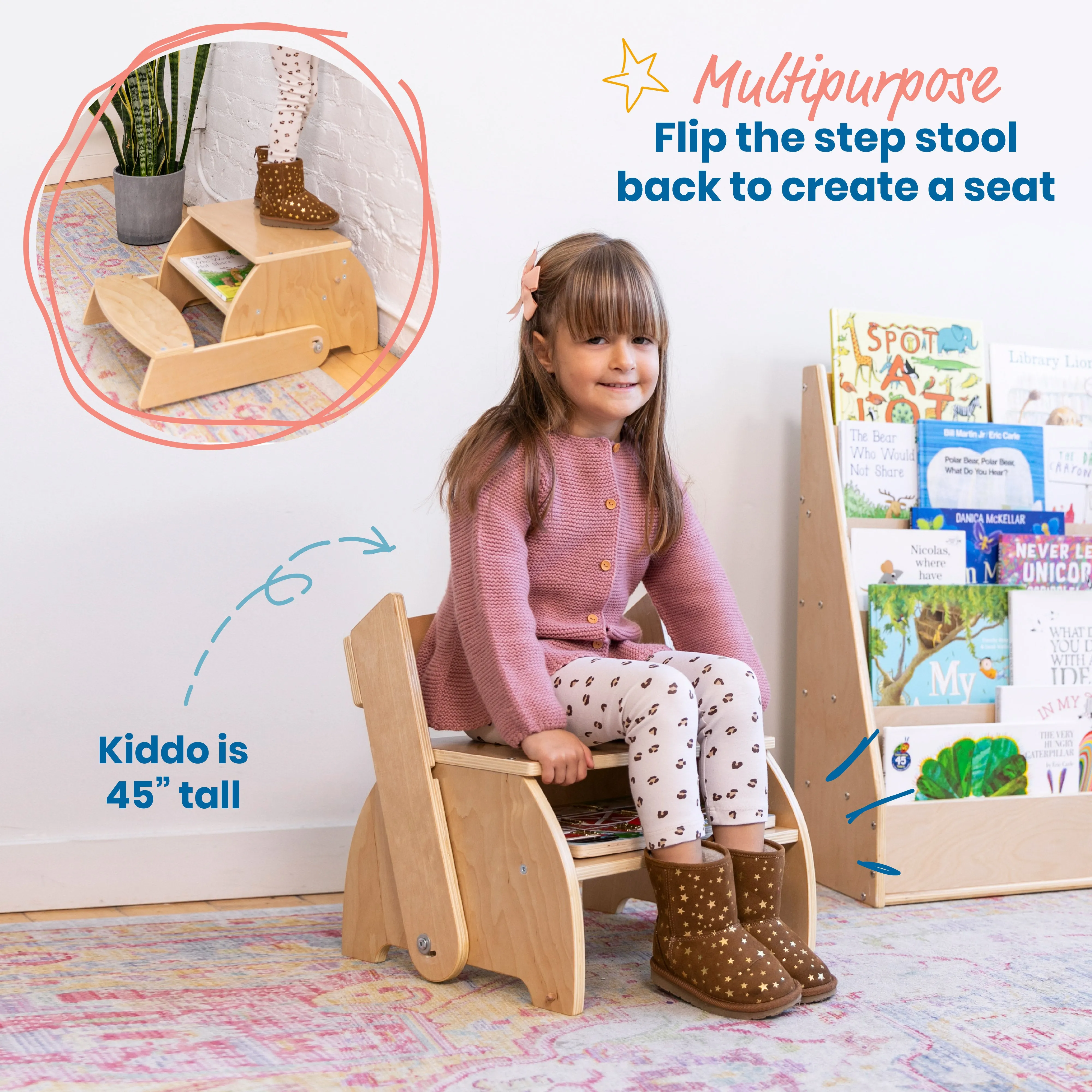 Flip-Flop Step Stool and Chair, Kids Furniture