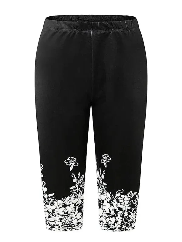 Floral Print Zip-Front Plus Size Leggings for Active Days by the Water