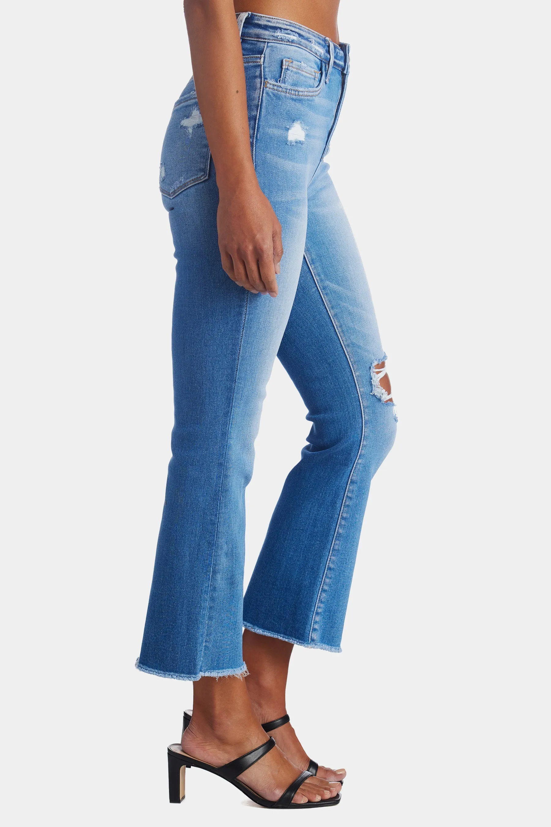 High Rise Crop Flare Jeans