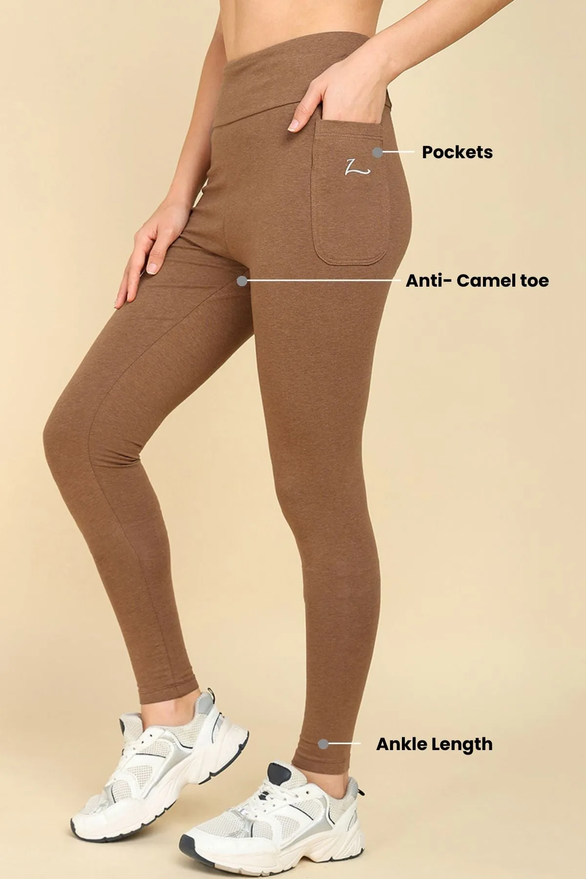 High Waist Melange Brown Mom Legging