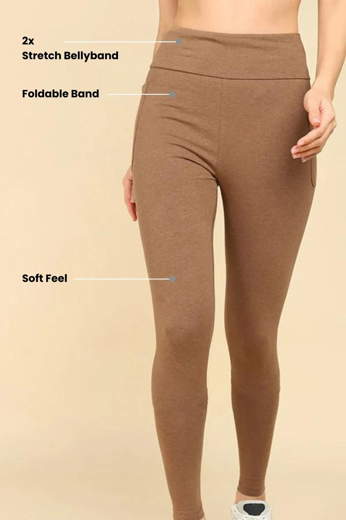 High Waist Melange Brown Mom Legging