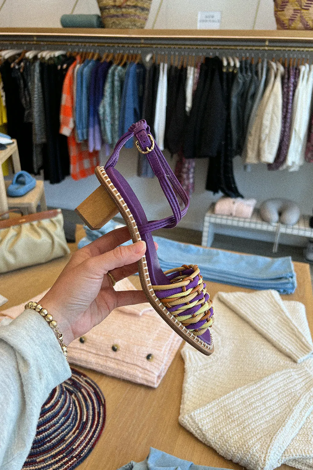 ILANA WOVEN MIDI HEEL SANDAL IN PURPLE AMETRINE