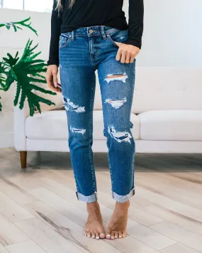 KanCan Kylie Patched Slim Boyfriend Jeans