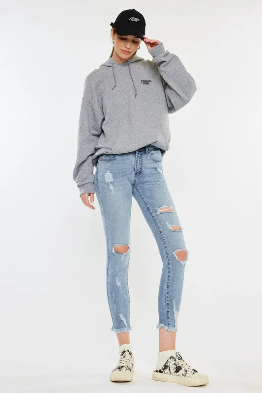 KanCan Mid Rise Distressed Ankle Skinny Jeans