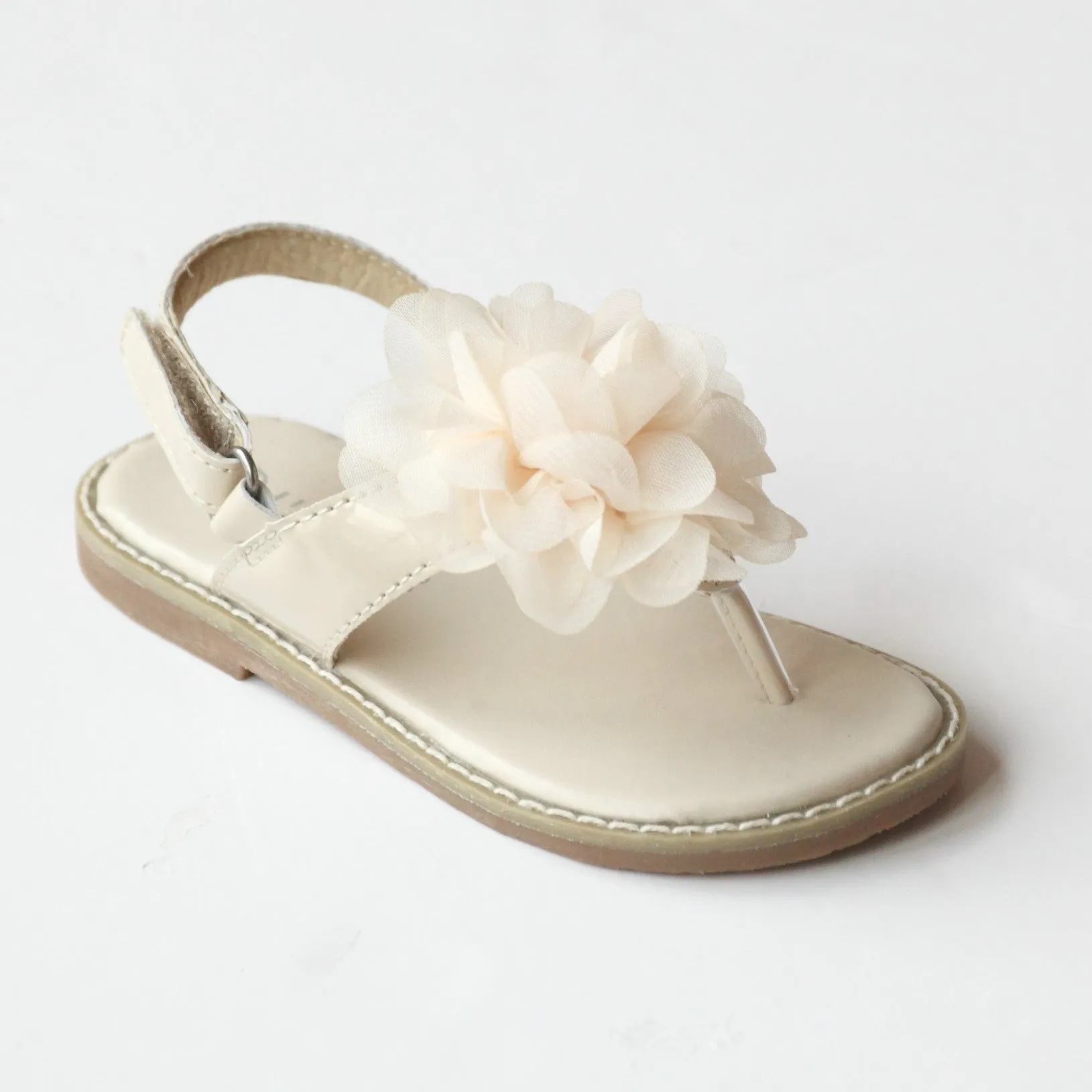 L'Amour Girls Organza Flower Thong Sandals