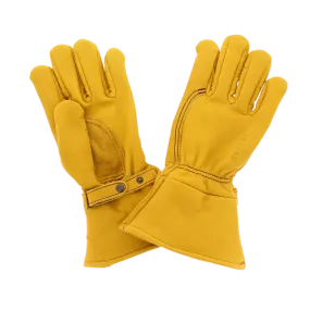 Leather Gloves Doublés, CE motorcycle approved, Gold