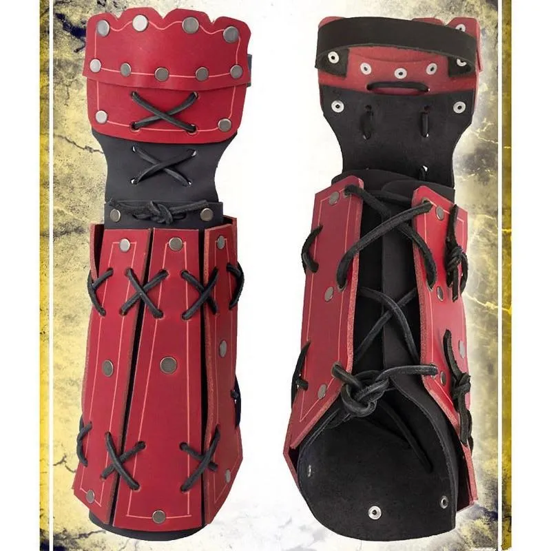 Medieval Samurai Leather Armor Bracer Long Gloves Men Cosplay Knight Gauntlet Lace Up Wristband Steampunk Accessories Vambraces