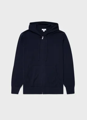 Men's Cashmere Zip Hoodie in Navy