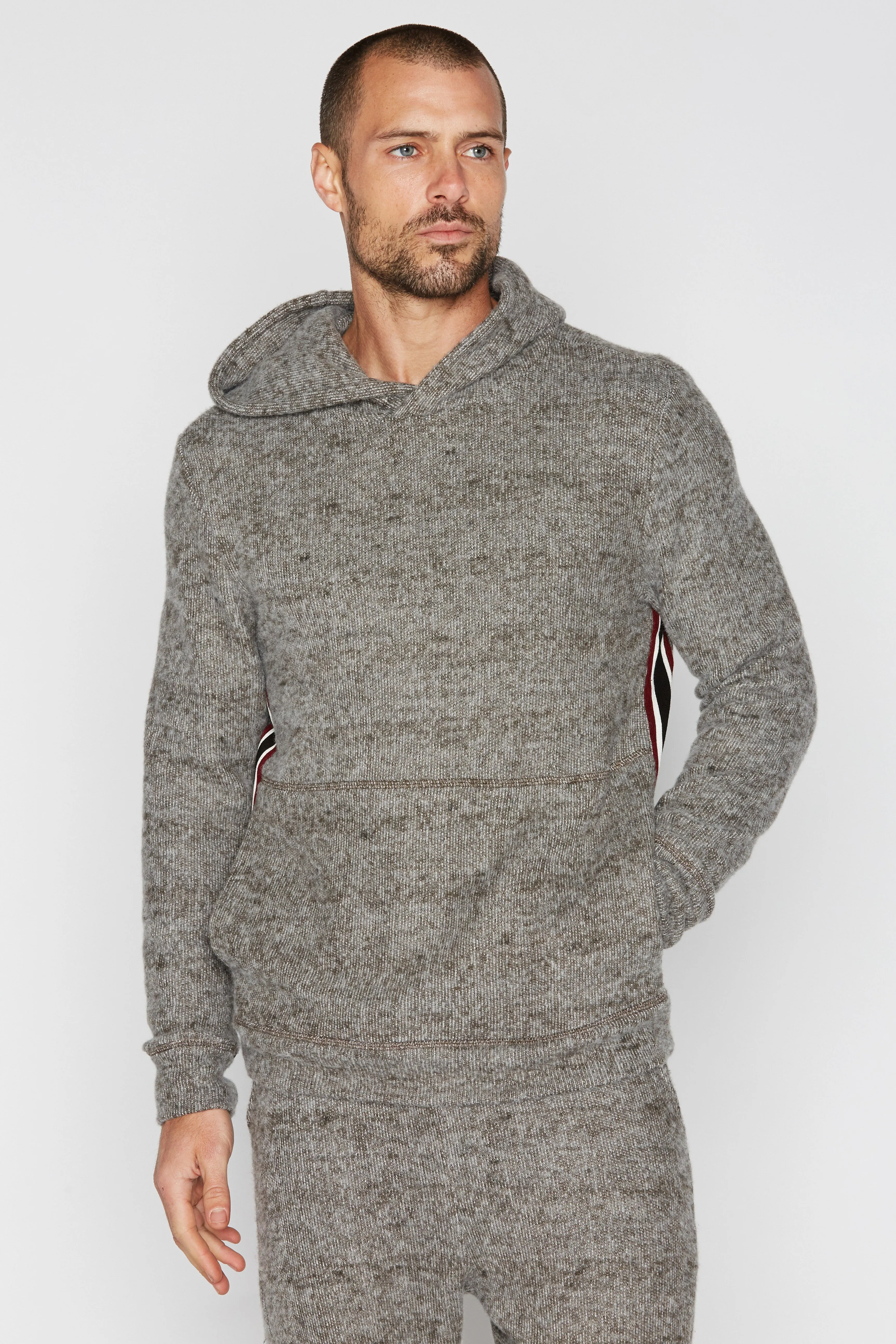 Men's Soft Knit Melange Side Stripe Hoodie