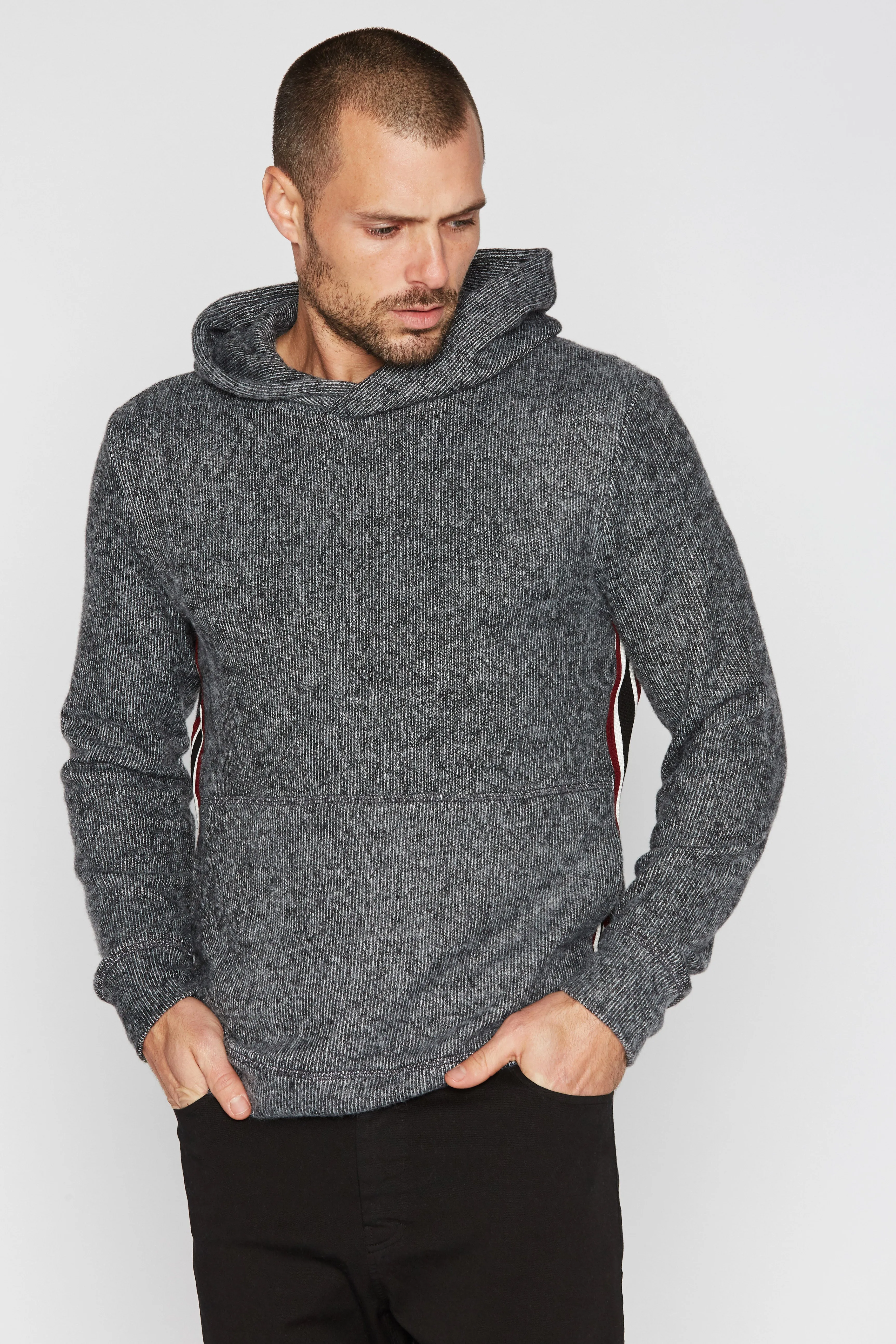 Men's Soft Knit Melange Side Stripe Hoodie