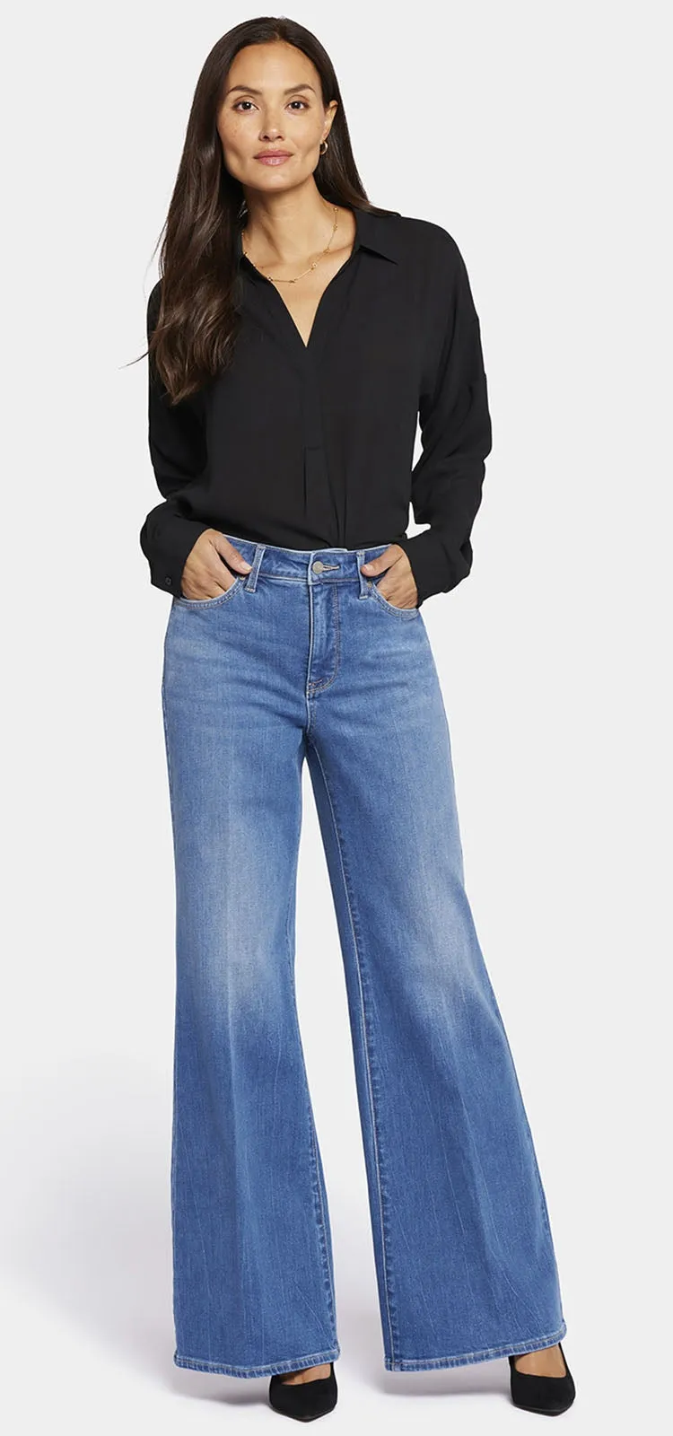 Mia Palazzo Jeans Mediumblauw Premium Denim | Fairmont