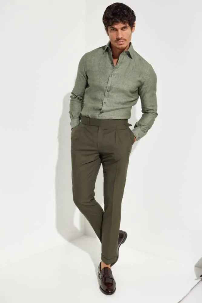 Milan Trouser - Olive Wool