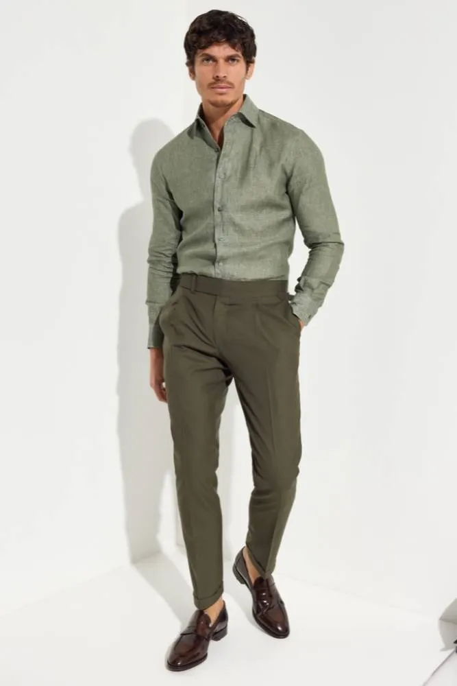 Milan Trouser - Olive Wool