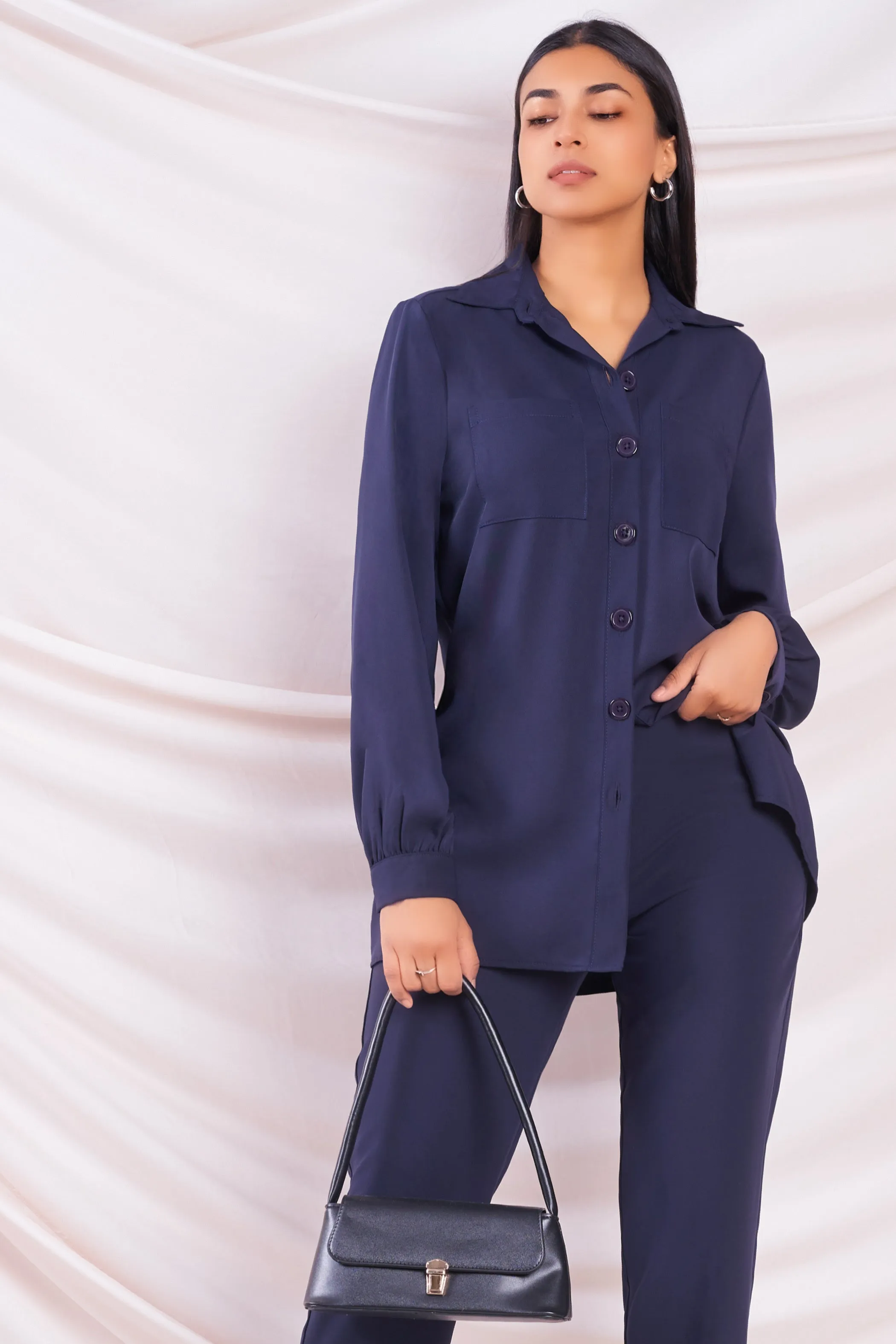 Navy Long Relaxed Shirt