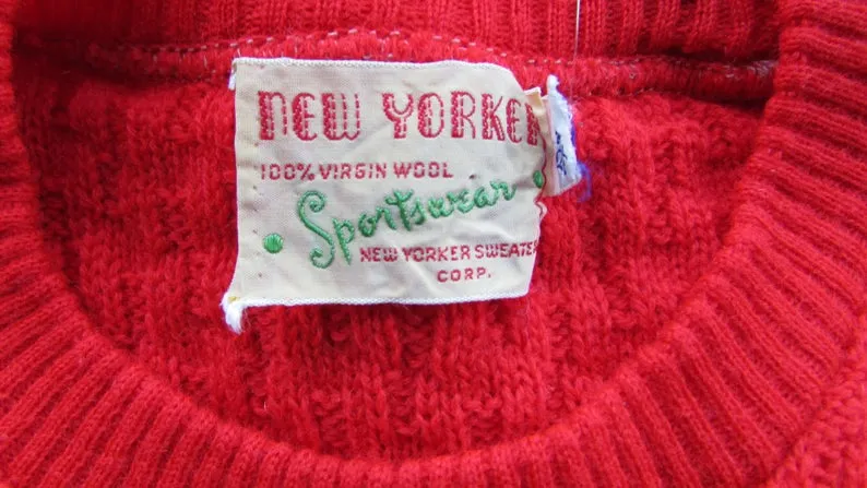 NEW YORK 1960s Sportswear Snowflake Pullover Sweater Top, Mens Small