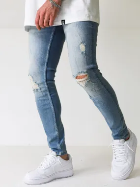 Premium Vintage Stone Ripped Jeans