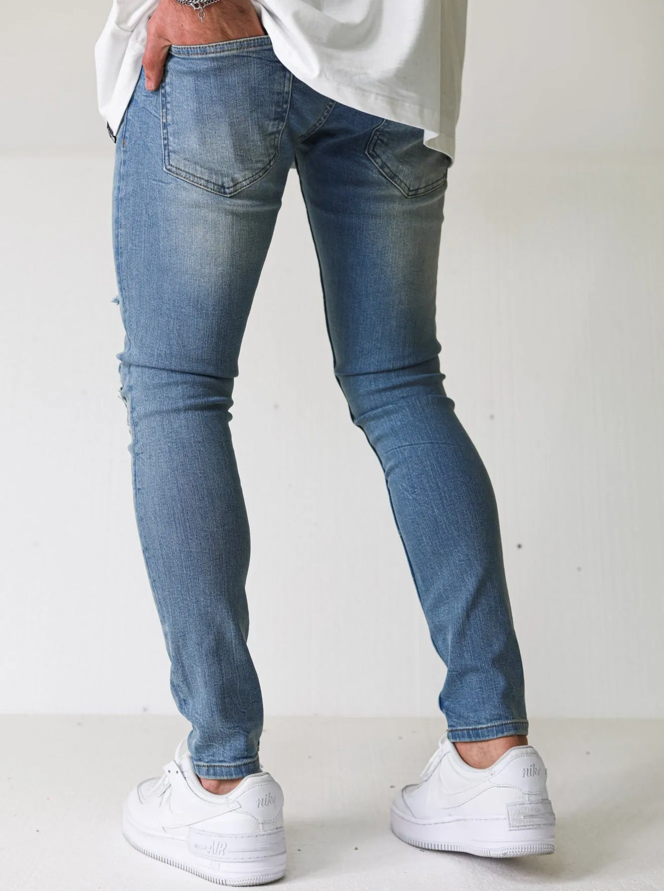 Premium Vintage Stone Ripped Jeans