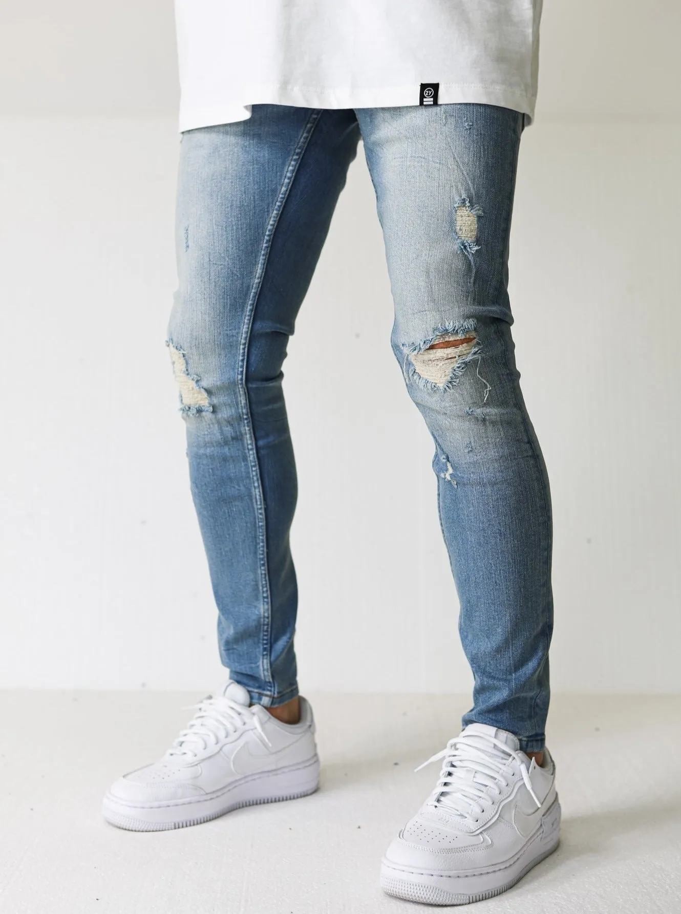 Premium Vintage Stone Ripped Jeans