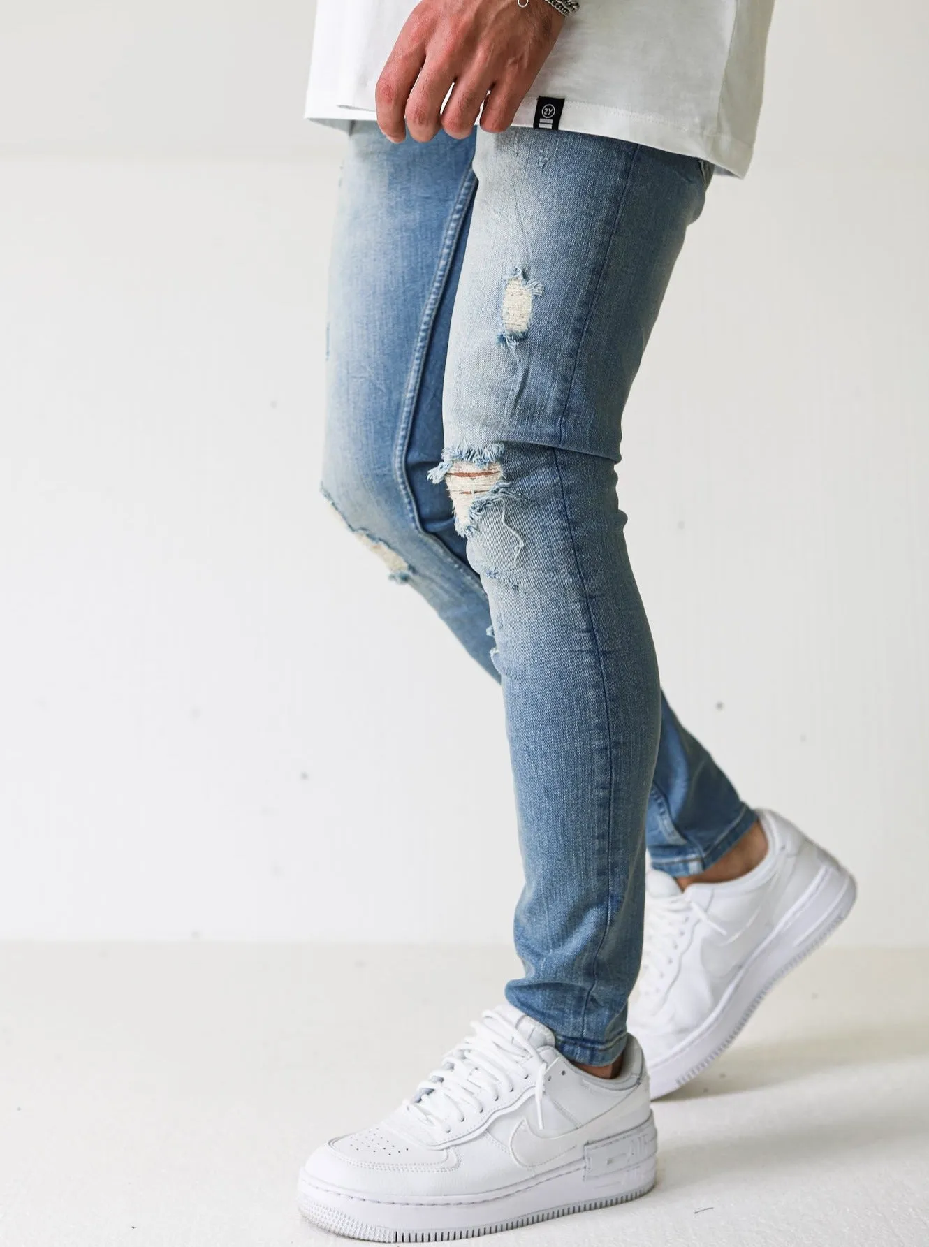 Premium Vintage Stone Ripped Jeans