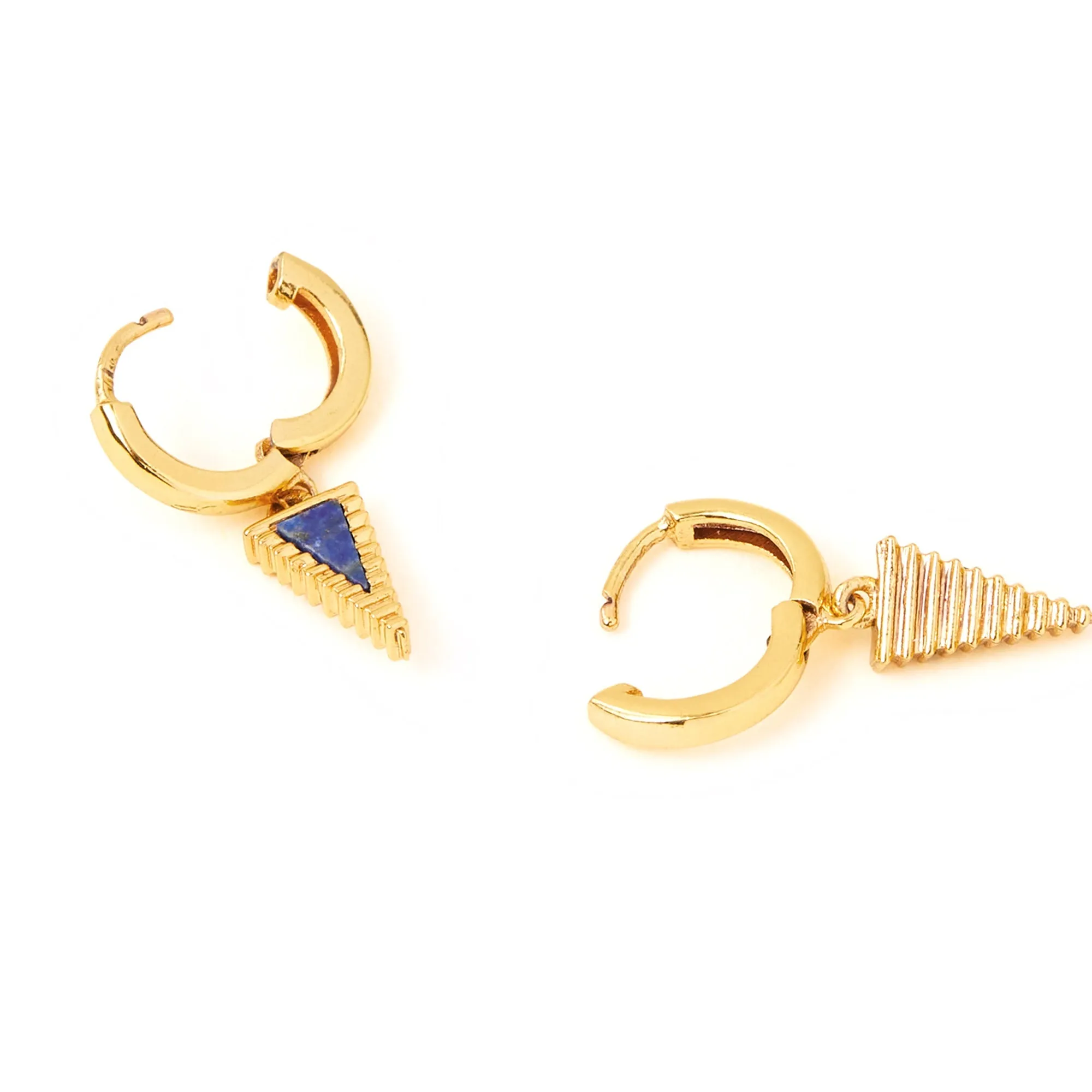 Real Gold-Plated Triangle Lapis Hoops