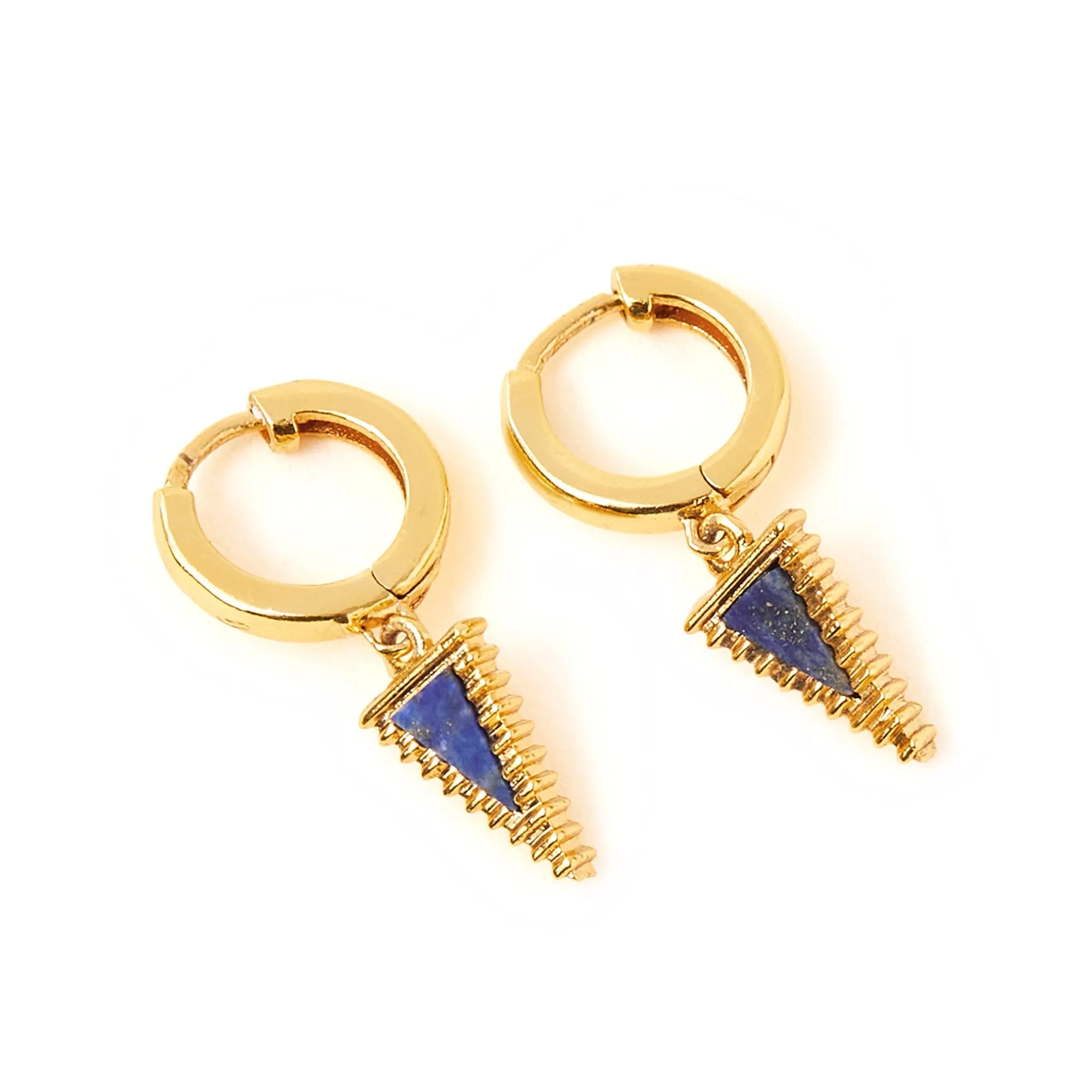 Real Gold-Plated Triangle Lapis Hoops