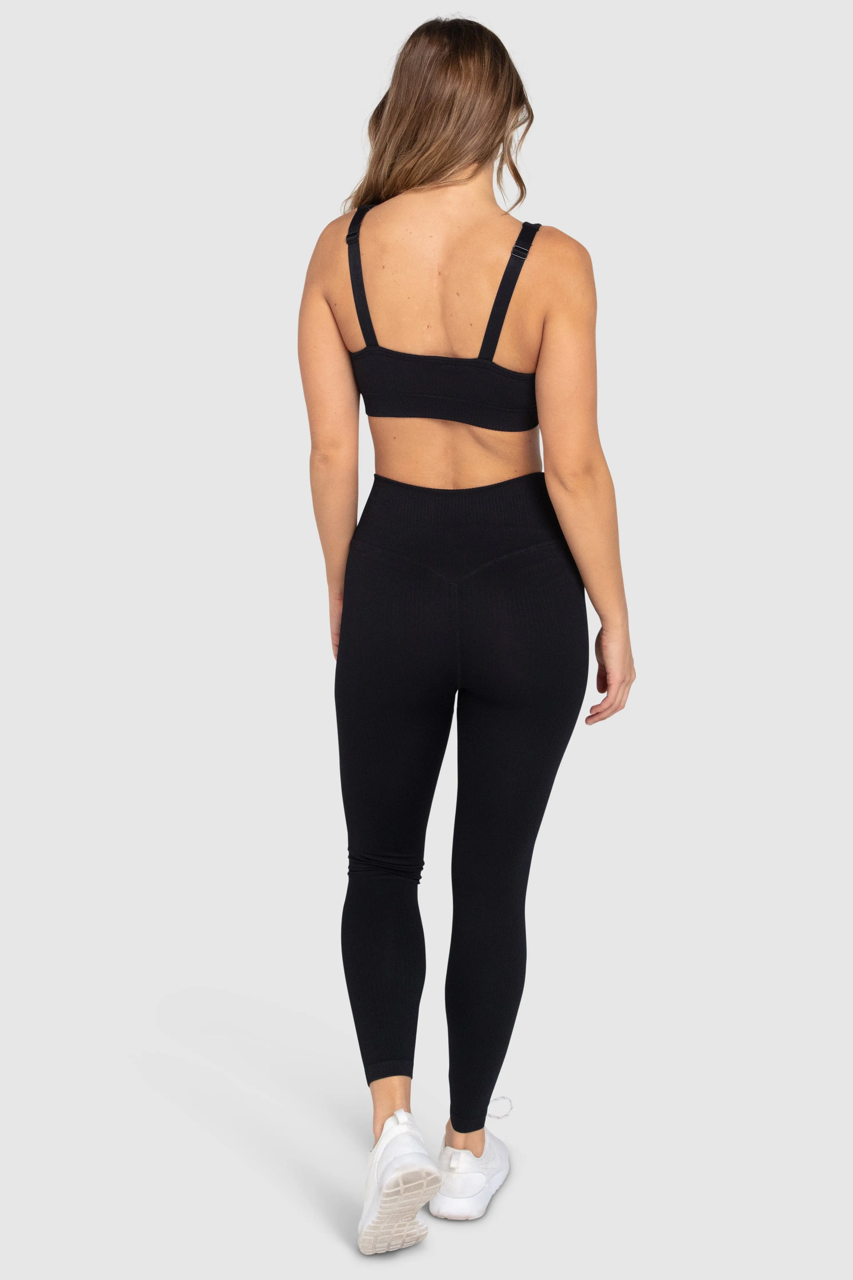 Ribbed Seamless Leggings - Midnight Black