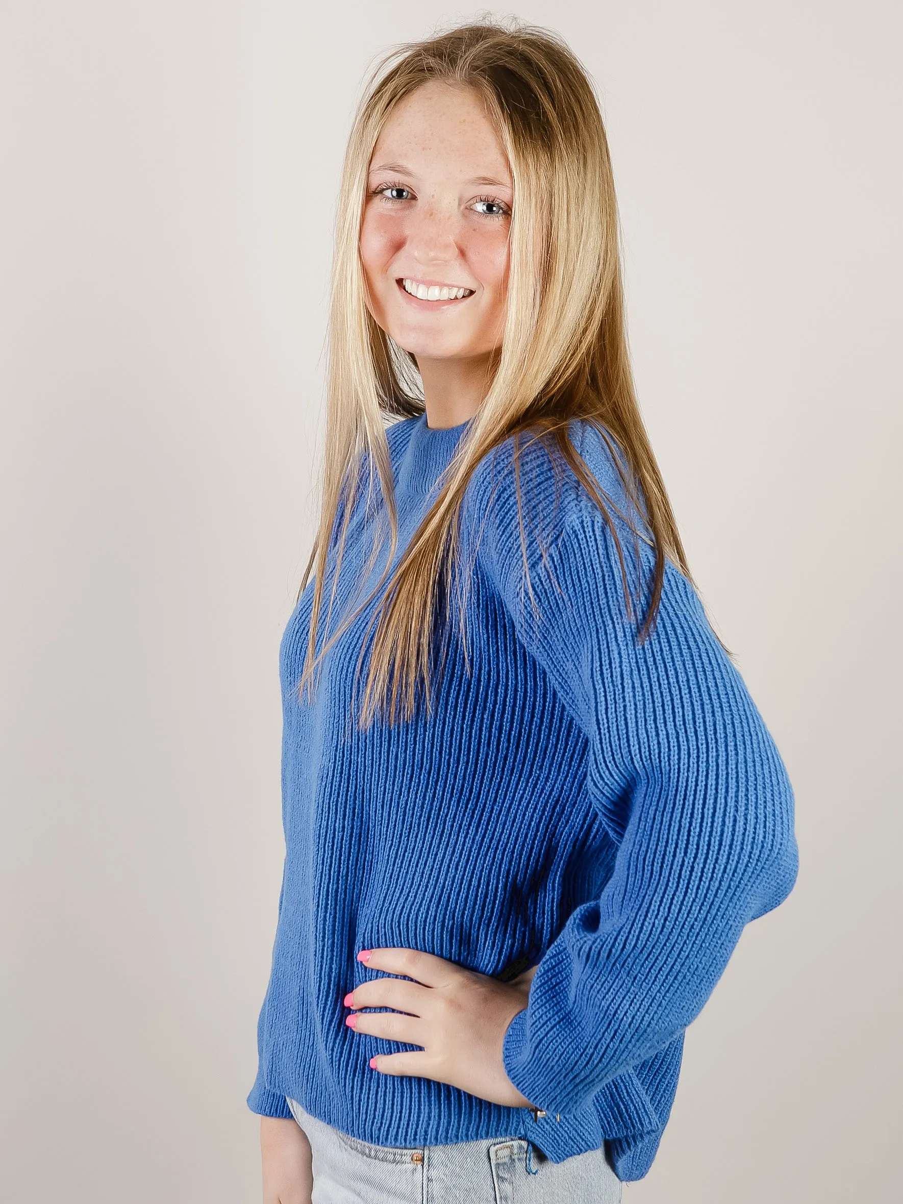 Royal Blue Round Neck Sweater