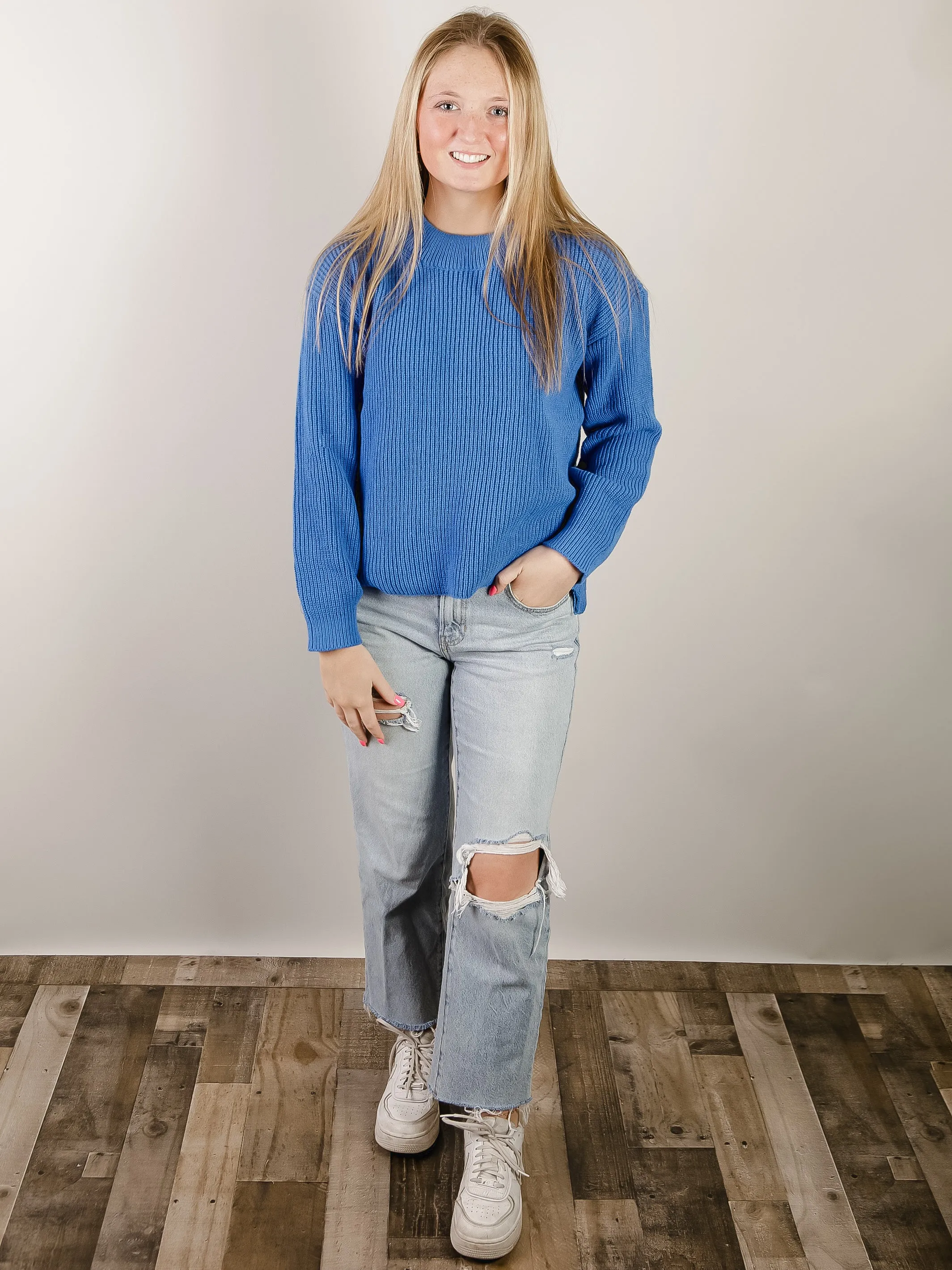 Royal Blue Round Neck Sweater