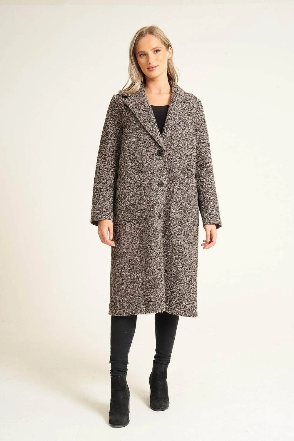 Saloos Button Up Winter Coat with Pockets