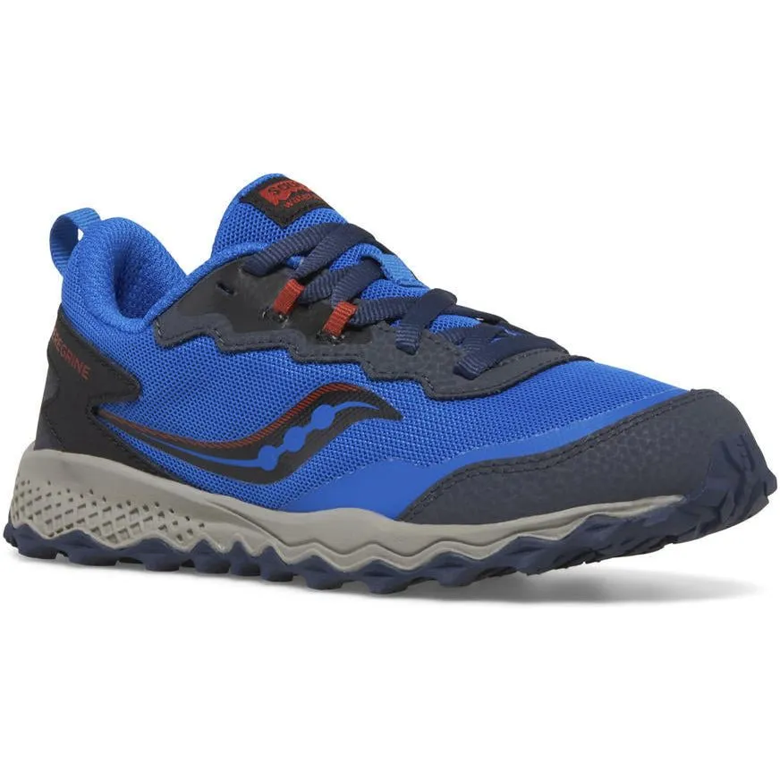 Mens Saucony Peregrine KDZ Junior Trail Running Shoes - Blue - Lightweight, Durable, All-Terrain Performance