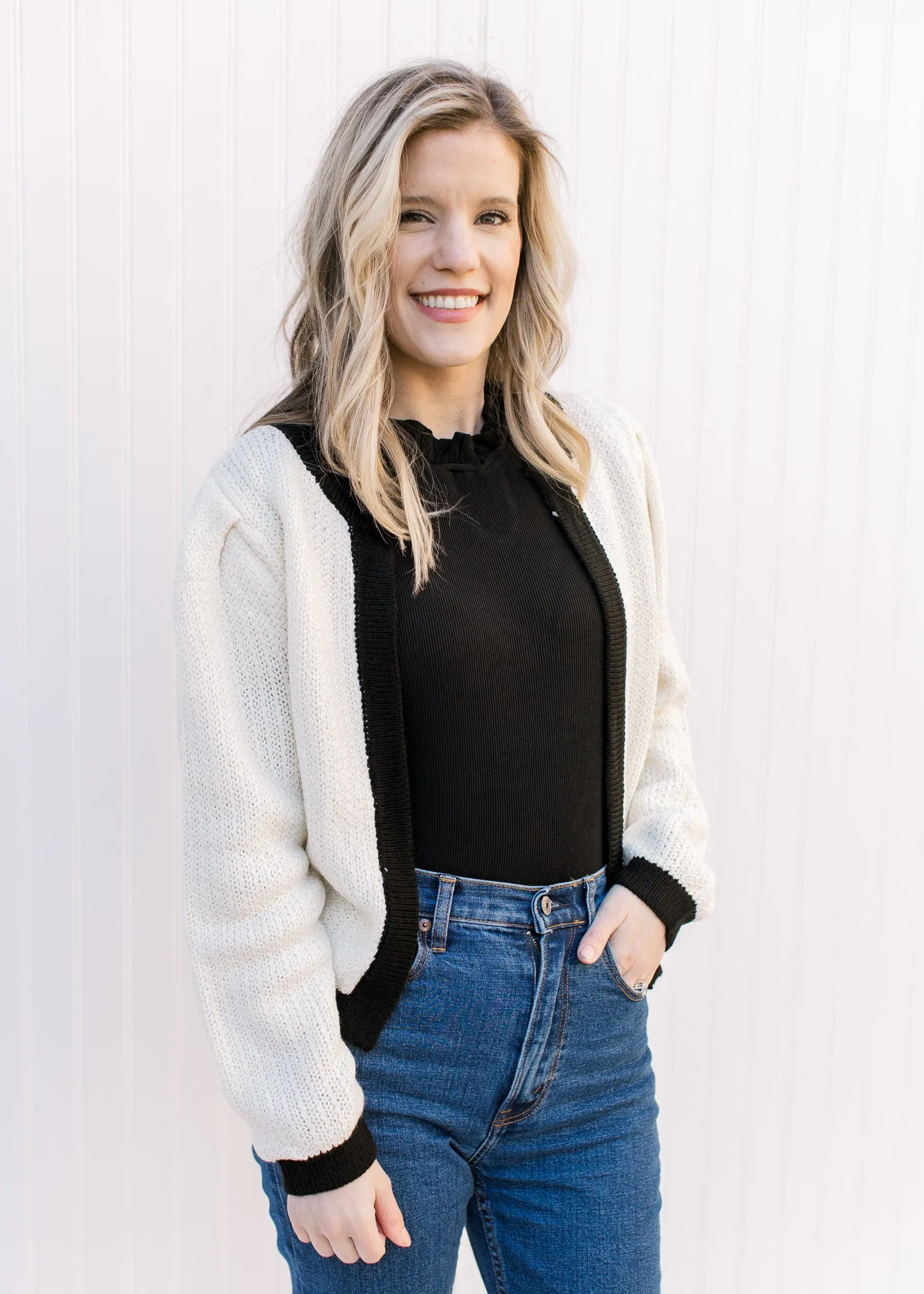 Smart Cream and Black Cardigan