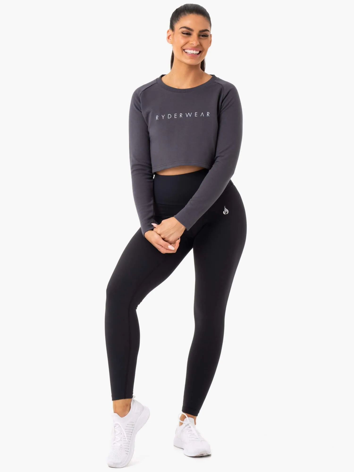 Staples Cropped Sweater - Charcoal